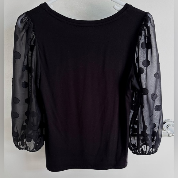 Polka Dot mesh Sleeve top - Picture 2 of 3